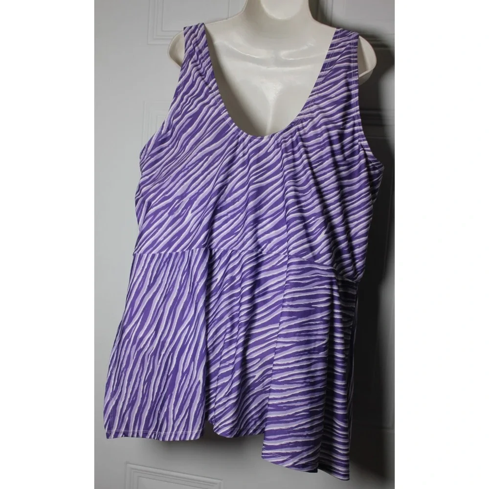 Blair Padded Purple Zebra Stripe Swimsuit Skort‎ Chic Coastal  Size 20W
